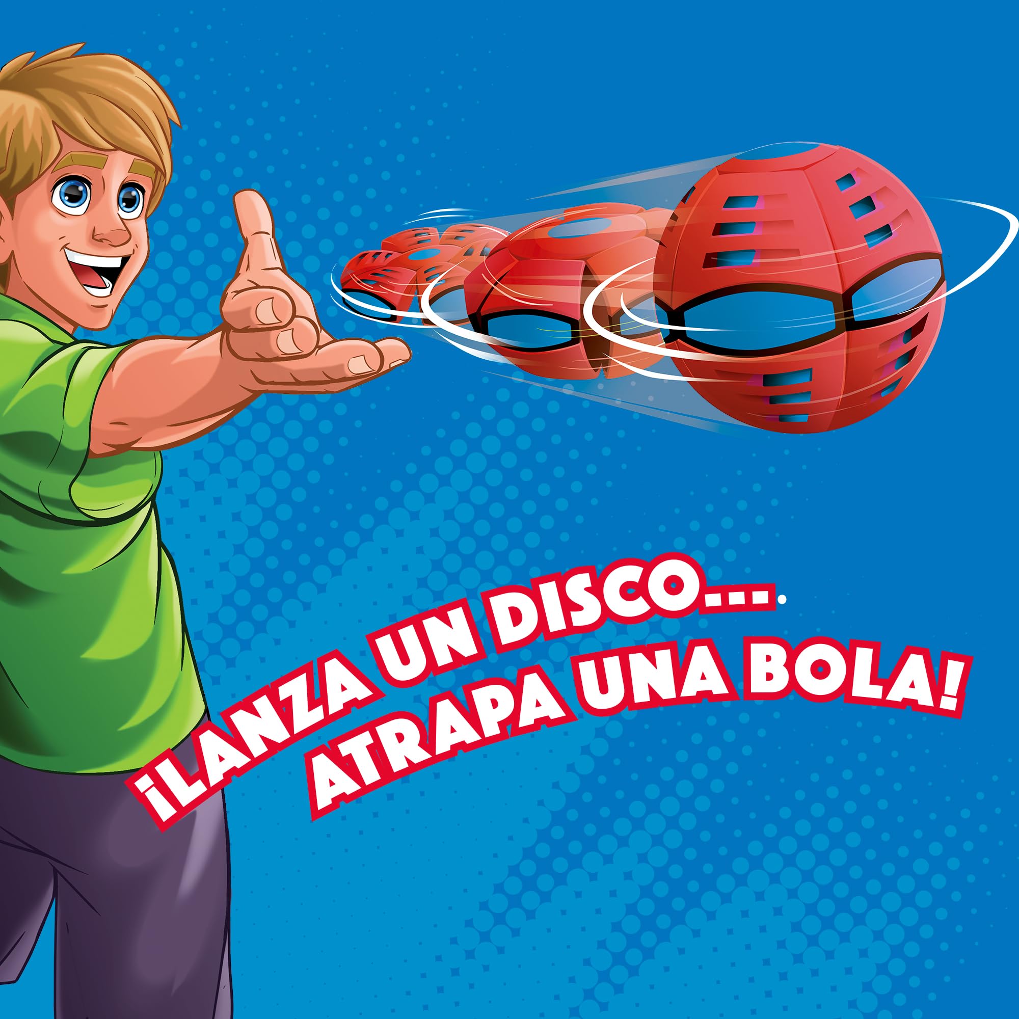 Bizak Phlat Ball 6551614-2, blau, 2-in-1, zerquetschbar und tragbar, Werfen wie Scheibe und Fänge, aktives Spielzeug für den Außenbereich, für Kinder ab 5 Jahren