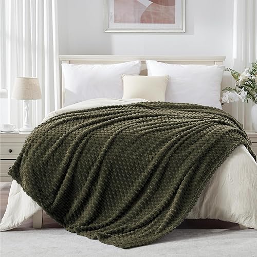 EXQ Home - Cobija de forro polar tamaño queen para sofá o cama - Mantas decorativas de jacquard de 3D con imitación de caparazón de tortuga - Manta