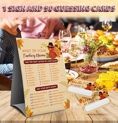 Miniatura 2 de Letrero de juegos de Acción de Gracias - ¿Cuál es tu nombre de pavo, actividades de Acción de Gracias para la familia, juegos de fiesta de otoño (2