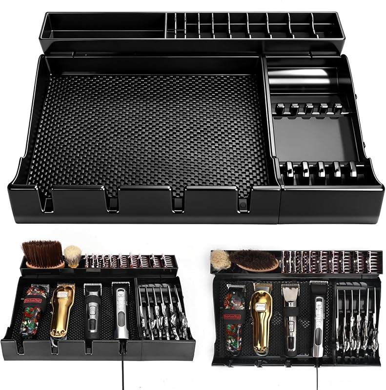 Bandeja organizadora BARBERTOP para máquinas de corte, pentes e tesouras