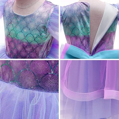 Miniatura 6 de Disfraz de sirena para niñas, disfraz de princesa para fiesta de cumpleaños, Halloween, Navidad, carnaval, cosplay