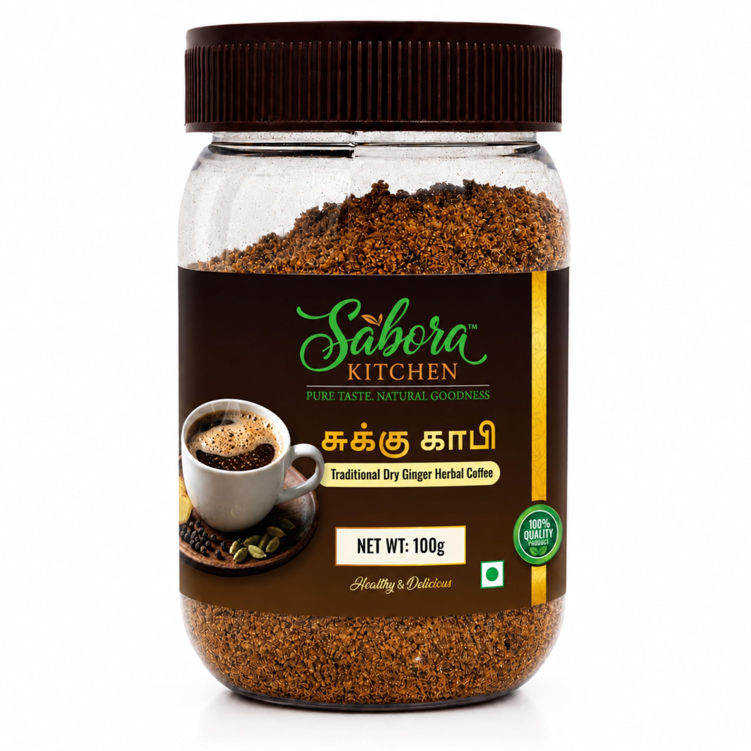 Sabora Kitchen Sukku Kaapi100g | சுக்கு காபி | Traditional Dry Ginger Herbal Coffee Mix | Authentic Tamil Style Instant Beverage |-image-20