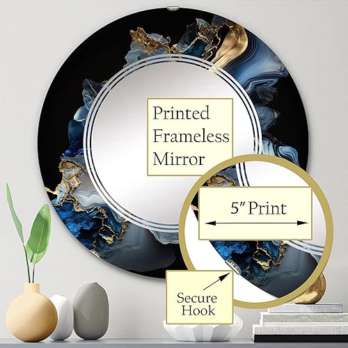 Miniatura 3 de DesignQ Abstract Geode Marble Blue II - Espejo de tocador, espejos de baño, espejos de pared para sala de estar, dormitorio, espejo ovalado, grande,