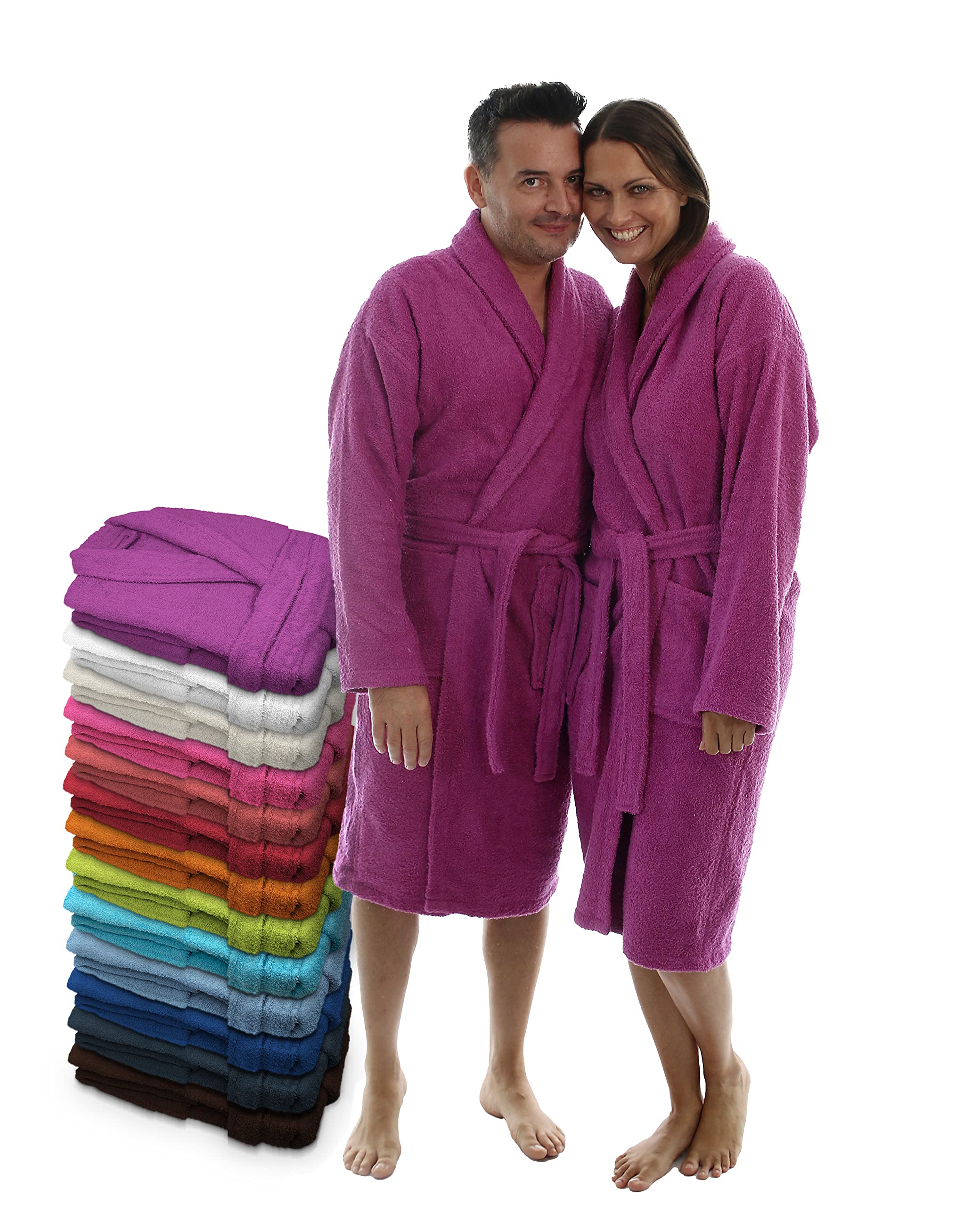 LEBENGOOD - Accappatoio unisex da donna e uomo, 100% cotone spugna americana 400 g, con cintura, tasche, perfetto per la doccia, come vestaglia morbida o come asciugamano