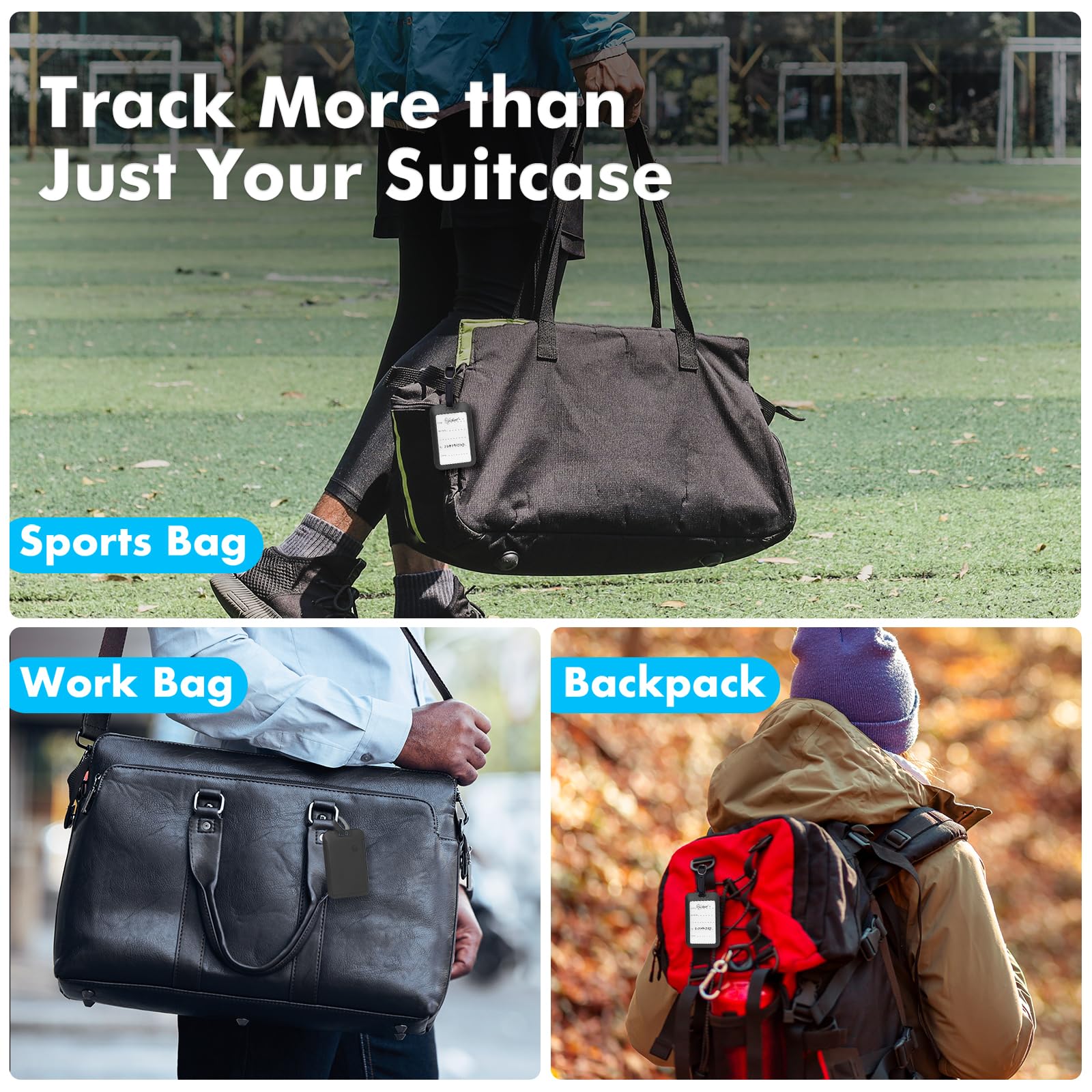 TRAVEL DEPOT Traqueur de bagages caché pour iPhone, étiquette Apple Find My Bagage, tracker de valise rechargeable sans fil et localisateur de bagages, étiquette de voyage étanche pour sacs