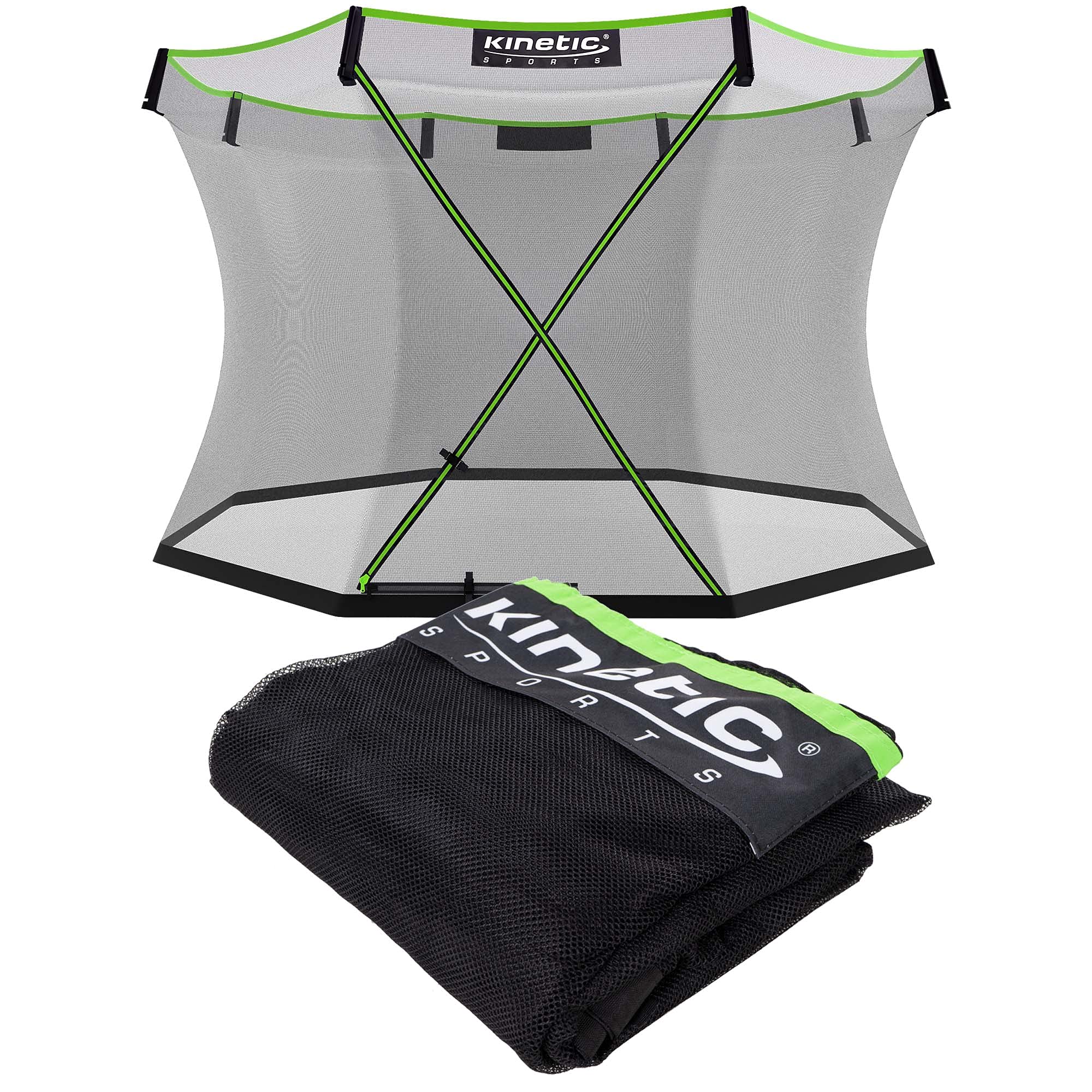 Kinetic Sports Sicherheitsnetz für 'Bungee Safety Elite' Trampolin - 244/305/366 cm mit Reißverschluss und Sicherheitsclips, UV beständig, Ersatznetz Netz Ersatznetz für Gartentrampolin