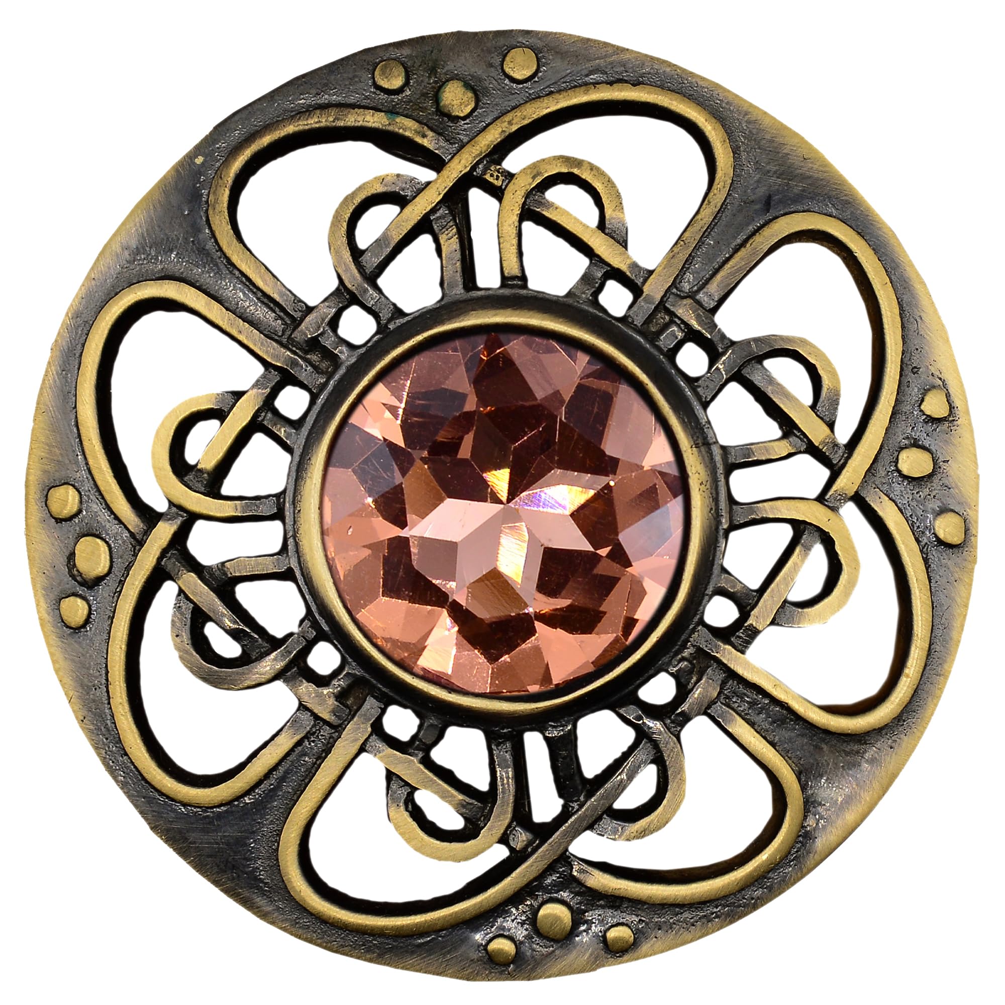 Elegant Culloden Plaid Brooch – Scottish Kilt Fly Plaid Brooch Intricate Celtic Knot in Pewter with Gemstone 3-Inch Diameter – Ideal for Scottish Kilts &amp; Formal Wear
