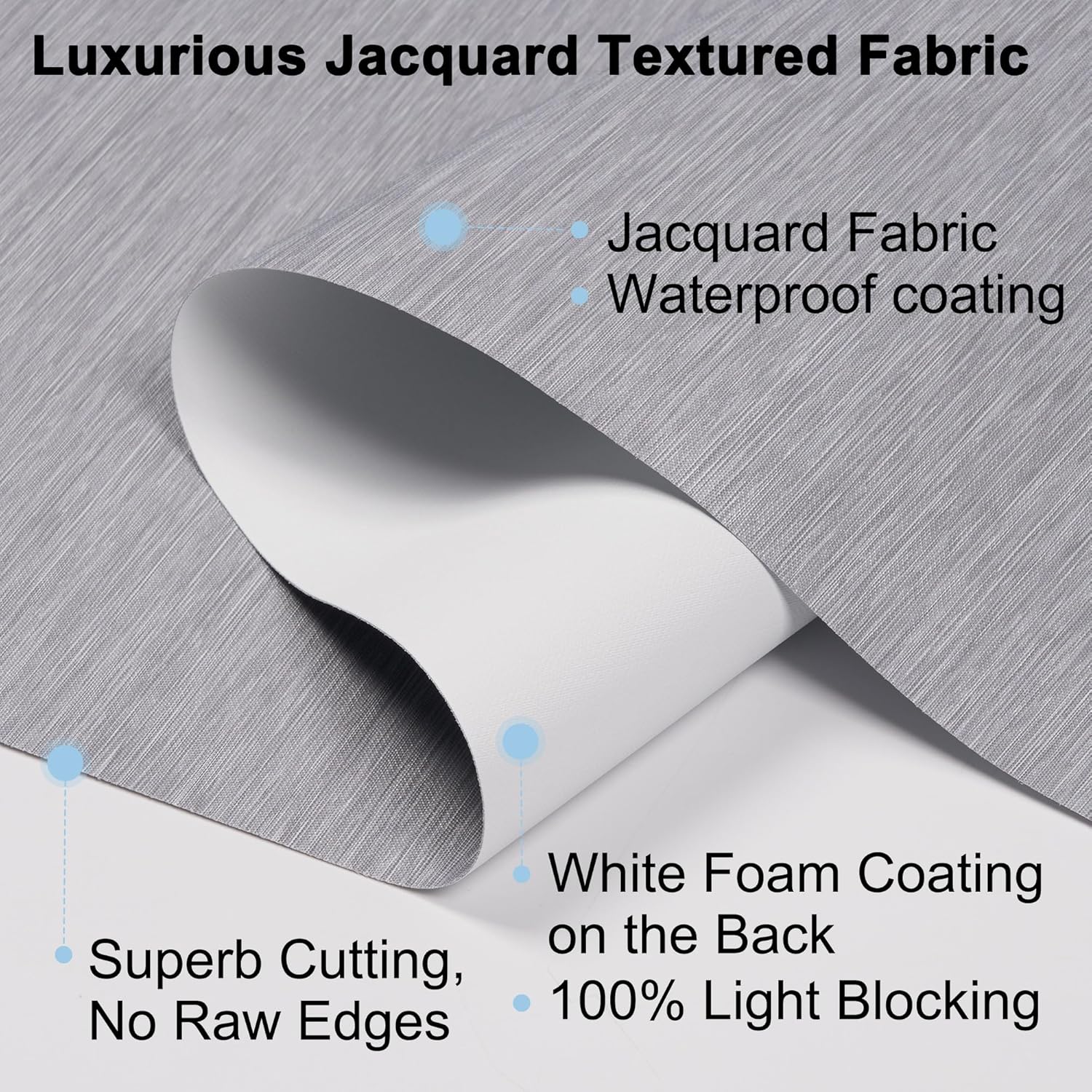 Blackout Roller Shades for Windows,Free-Stop Cordless Roller Blinds,Striped Jacquard Window Shades for Bedroom,Thermal Insulated Fabric（Gray,35" W x 72" H）