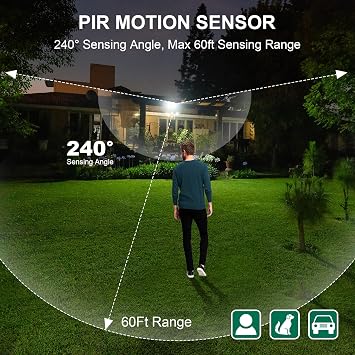 240-Degree Replacement Motion Sensor, Adjustable LUX(5-300) & Time & Detection Sensitivity Up to 60 Feet Range, 3 Working Modes Outdoor Motion Detector for Security Floodlight, Brown