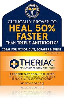 Theriac Advanced Manuka Honey Healing Ointment â€“ Naturally Heals 50% Faster Than Triple Antibiotic/Ideal for Minor Cuts, Scrapes, and Burns / (0.5 Oz)