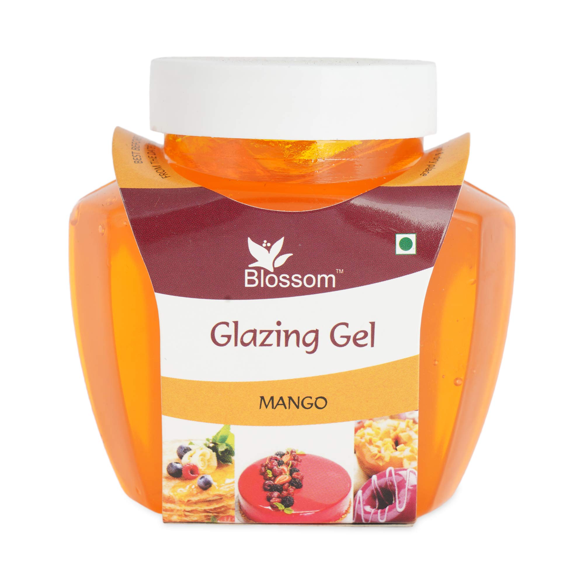 BLOSSOM Edible Glazing Gel for Cake & Desserts Toppings Decoration- Mango, 250 gm