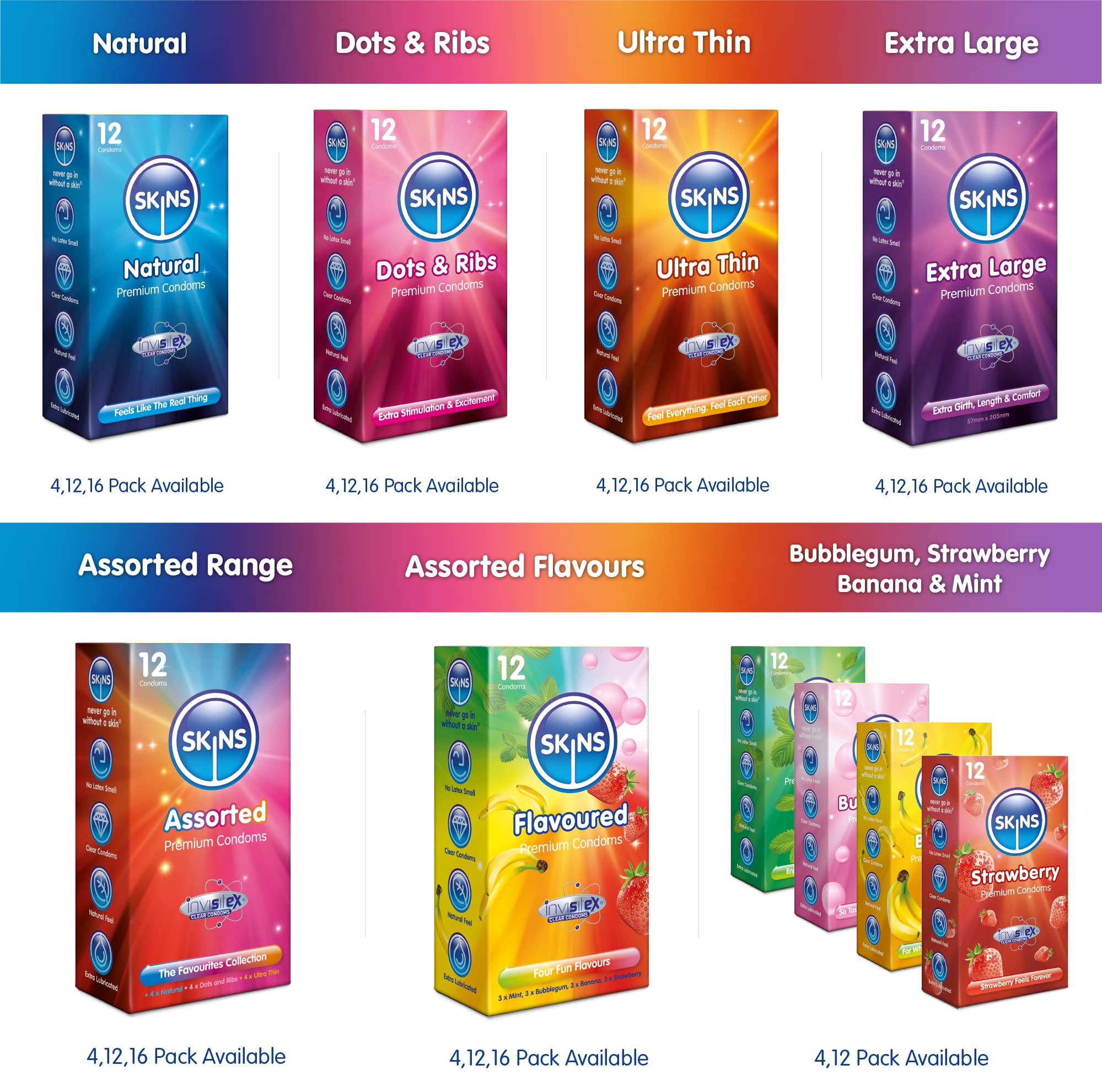 Buy Skins Extra Large Condoms Multipack. No Latex Smell And Extra