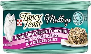 Purina Fancy Feast Medleys White Meat Chicken Florentine with Garden Greens in a Delicate Sauce Adult Wet Cat Food, 3 OZ (Pack of 24)