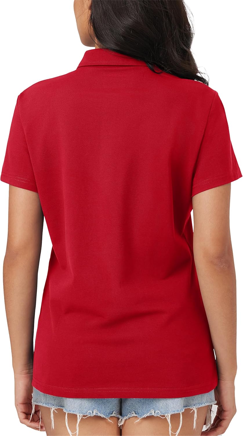 MAGCOMSEN Women's Polo Shirts Cotton Short Sleeve Shirt 3 Buttons Collared Shirts Summer Casual Wicking Golf Tops - Image 2