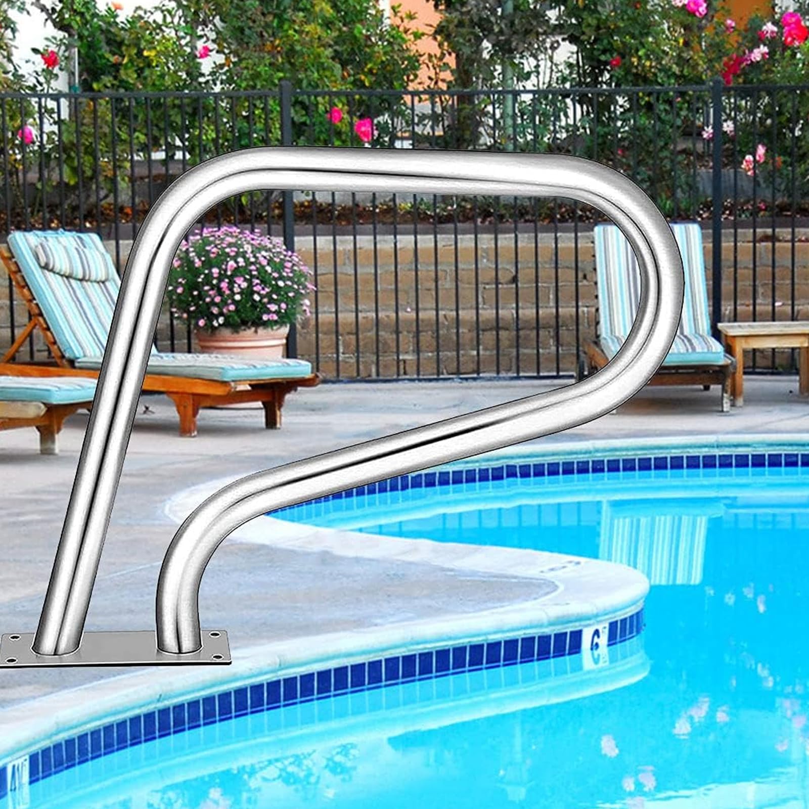 WMYWBYT Pool Handrail Pool Safety Handrails Pool Handrails Pool Handrail Swimming Pool Handrail 304 Stainless Steel Ladder Step Handrail for Swimming Pool, Sloped Entry, Spa, Water Park