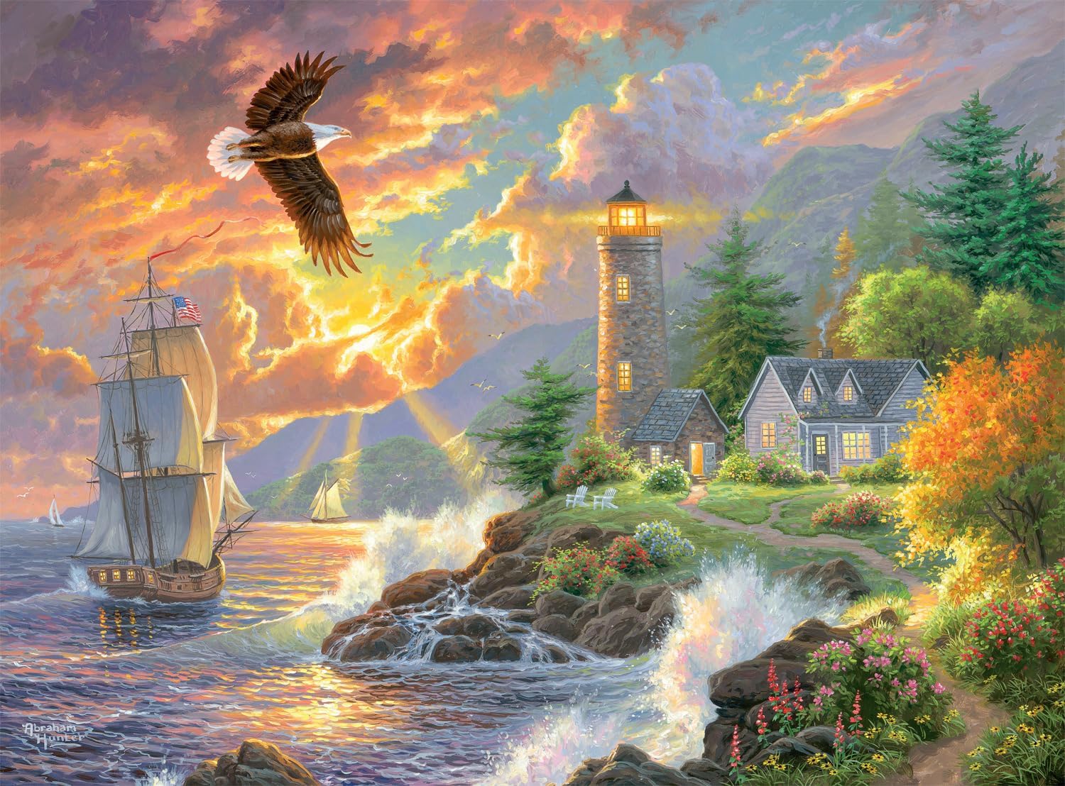 Buffalo Games - Abraham Hunter - Seaside Light - 1000 Piece Jigsaw Puzzle for Adults - Challenging Puzzle Perfect for Game Nights - Finished Size is 26.75 x 19.75
