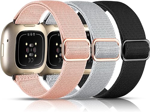 Maledan Correas compatibles con Fitbit Versa 3SenseVersa 4Sense 2 para hombres y mujeres, correa deportiva de tela elástica ajustable para reloj