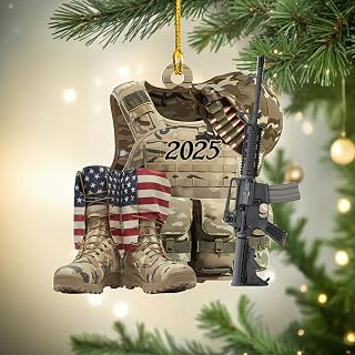 Veteran Ornaments - Veteran Christmas Ornament - 2 Layer Wooden Ornaments, Veteran Xmas Gift, Ornament Gift for Veterans, Gifts for Veteran Soldier Armed Forces Military Memorial (Style 4)