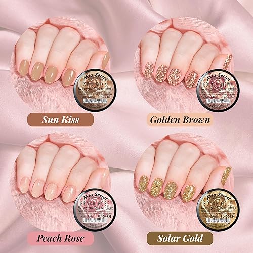 Miniatura 3 de Mia Secret Colección de polvos acrílicos de colores para arte de uñas, oro rosa, 6 unidades
