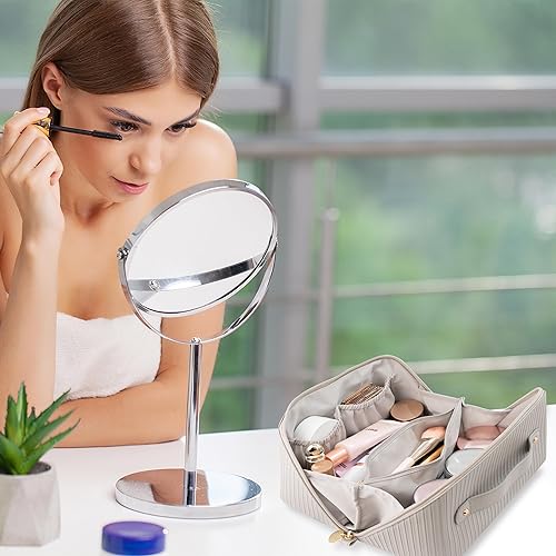 Miniatura 6 de O&Y BELLE Bolsa de maquillaje de viaje de gran capacidad, bolsa de aseo portátil de viaje, organizador de bolsa de maquillaje, bolsa de cosméticos