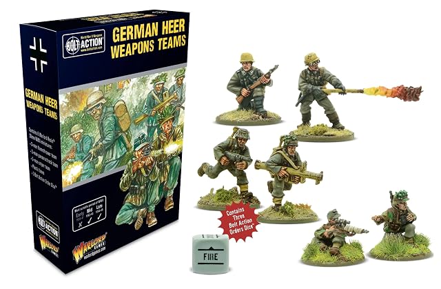 Warlord Games Equipos de armas del ejército alemán, miniaturas a escala 28 mm para acción de pernos