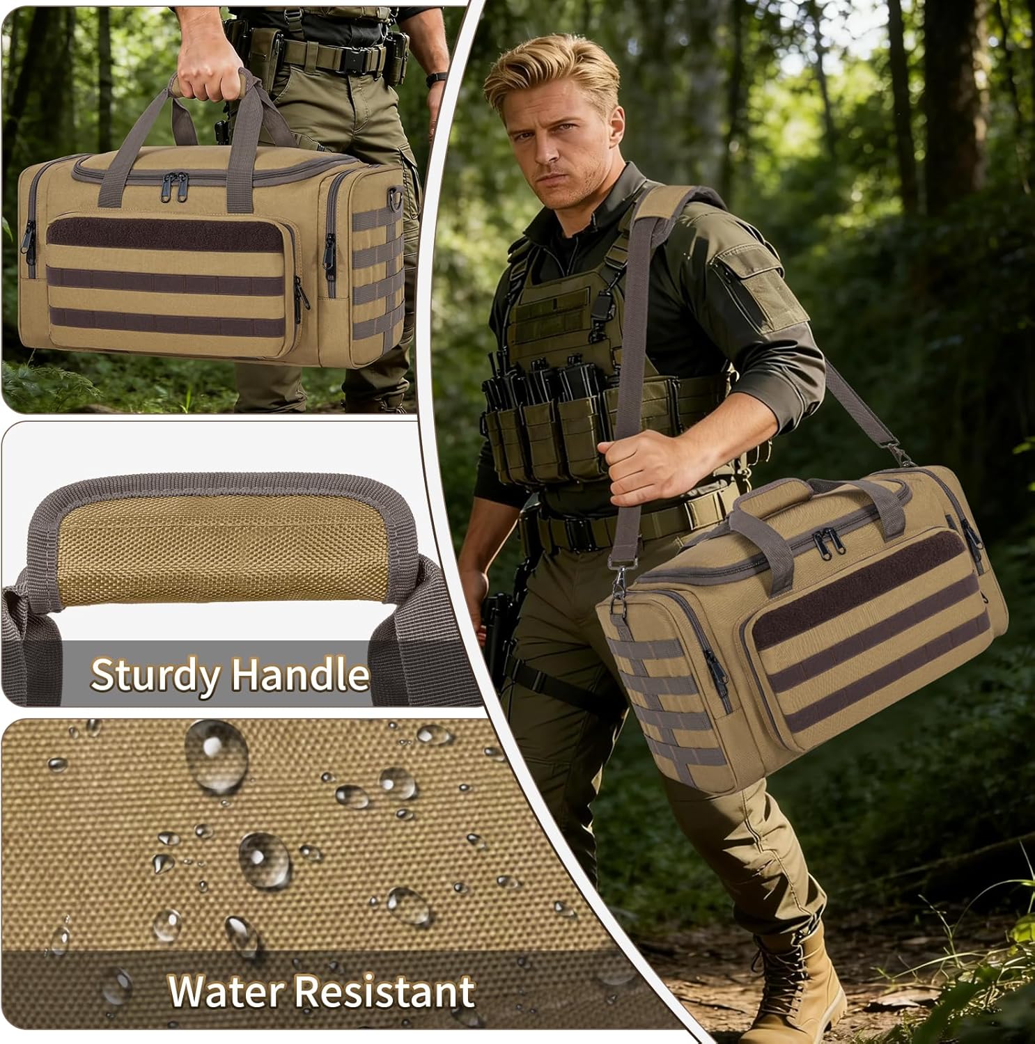Tactical Pistol Range Case, Gun Range Bag for Pistols, Carrying Shooting Duffle Range Pistol Bag organizer with 7X Magazine Slots, Extra Pockets for Ammo and Essentials