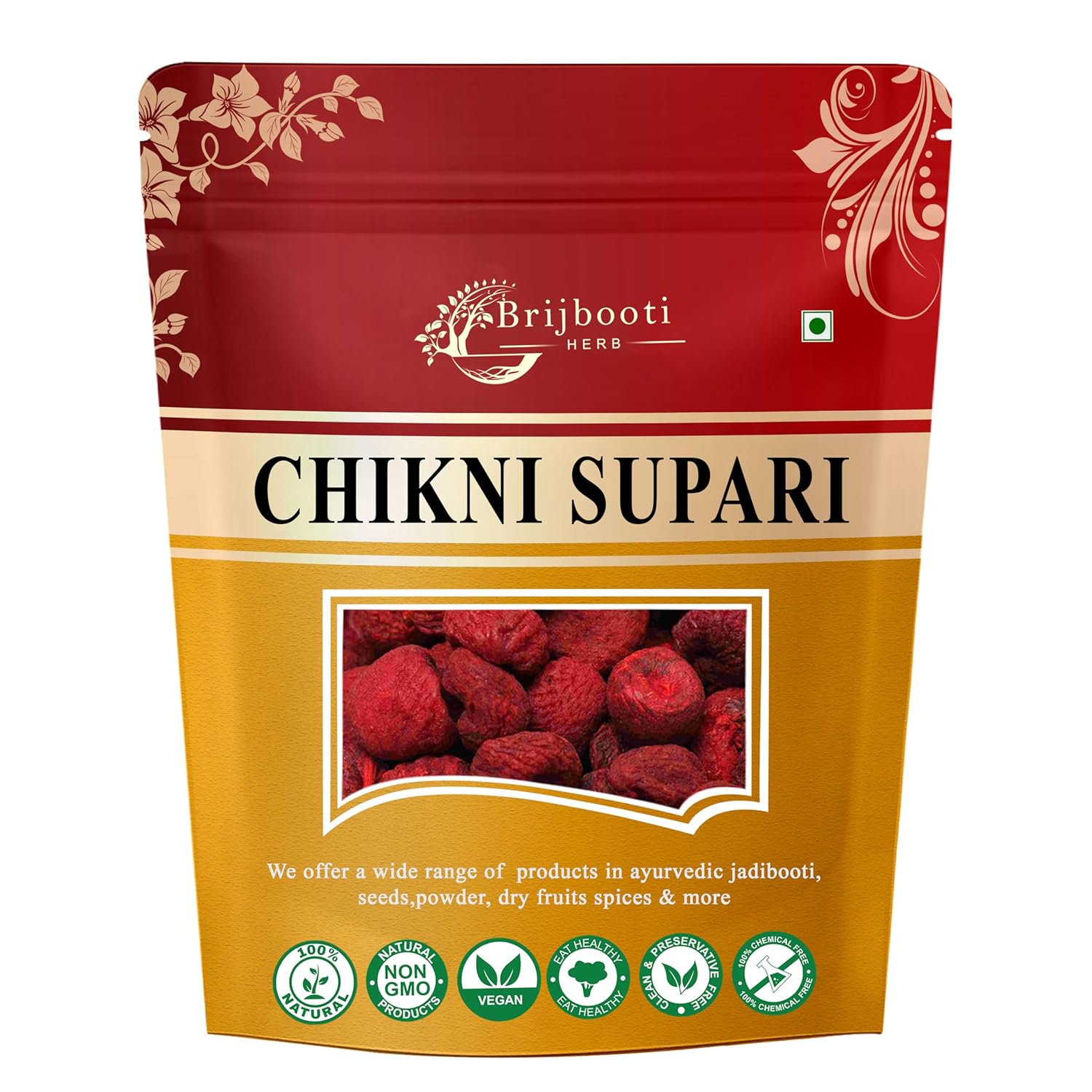 BIRJU MAHAVIR Chikni Supari/Beetel Nuts, Natural, 100 g