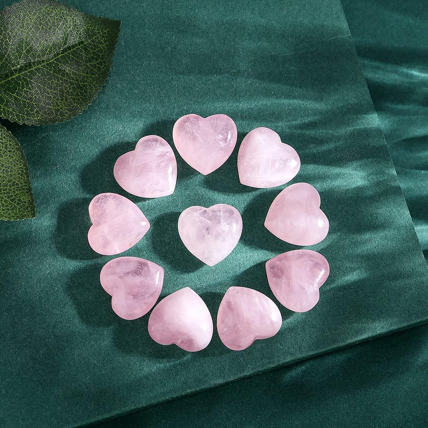 10 PCS Crystals Heart Thick Rose Quartz Love Shaped Pocket Stones Polished Healing Crystal Bulk Palm Natural Hand Carved Gemstones Love Gift for Women Reiki Energy Balancing Meditation