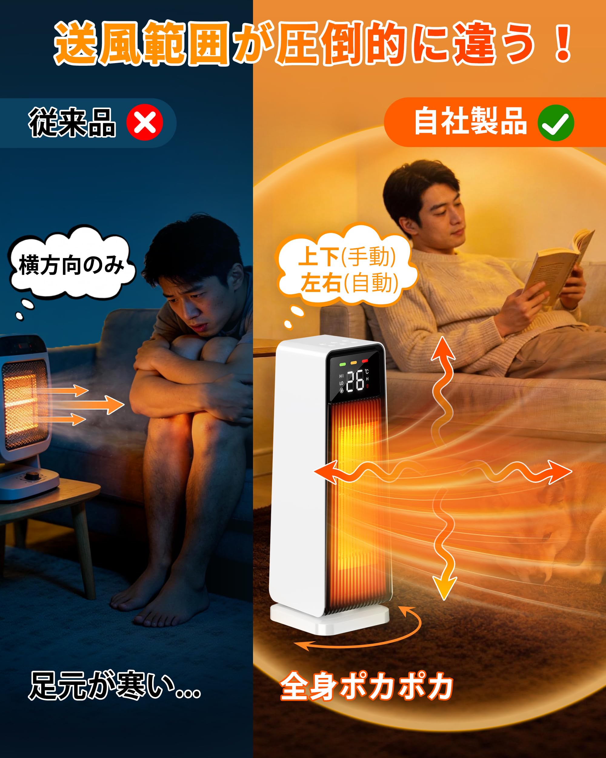 Amazon | Nasida セラミックヒーター【秒で速暖】セラミックファン