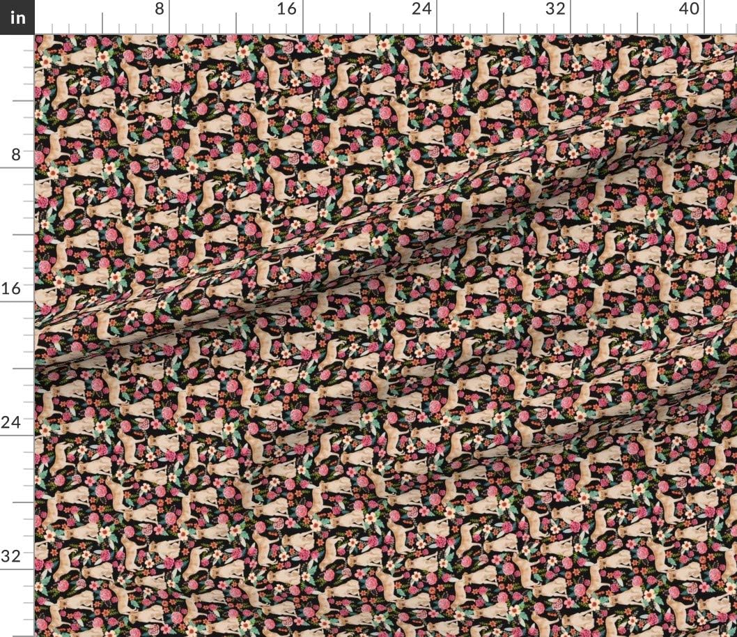 Spoonflower Fabric - Labrador Cute Florals Dog Yellow Retriever Lab Floral Flowers Printed on Petal Signature Cotton Fabric by The Yard - Sewing Quilting Apparel Crafts Decor