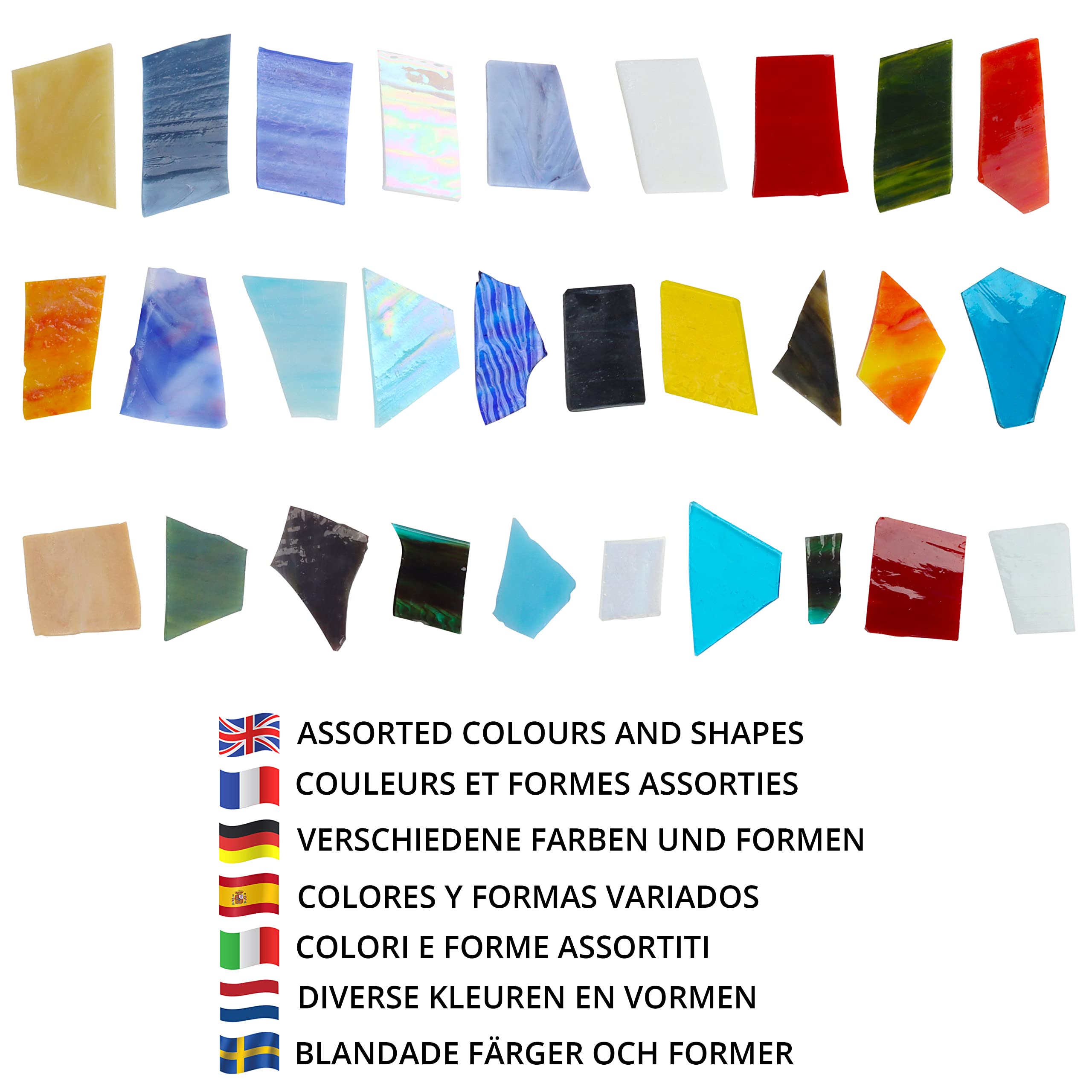 Mosaïque De Verre Coloré - Lot 0,5 Kg, Formes Et Couleurs Variées - Pour Loisirs Créatifs, Déco, Cadeaux DIY