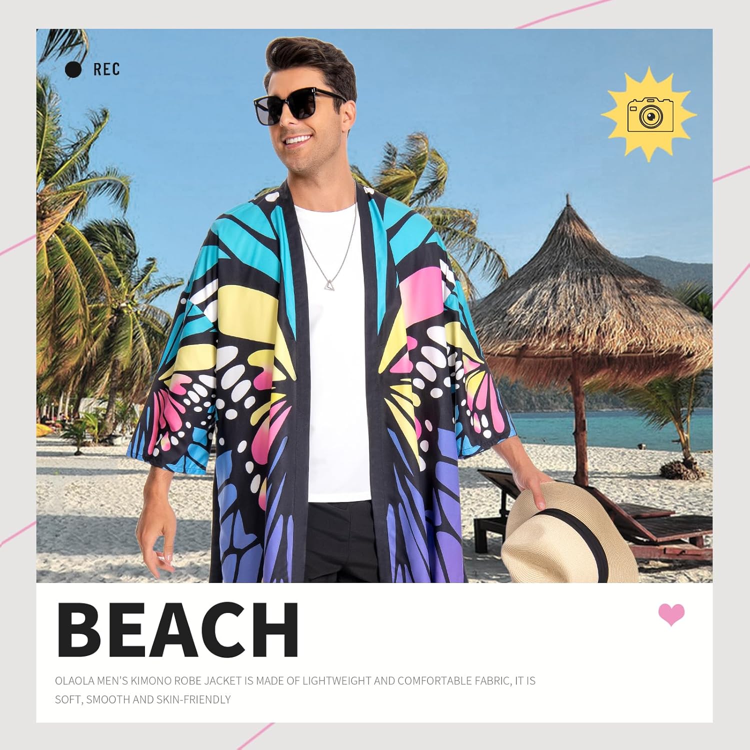 OLAOLA Men Lightweight Kimono Robe with Belt Japanese Style Robe Jacket Casual Open Front Long Cardigan Cape Coat Outwear - Image 2