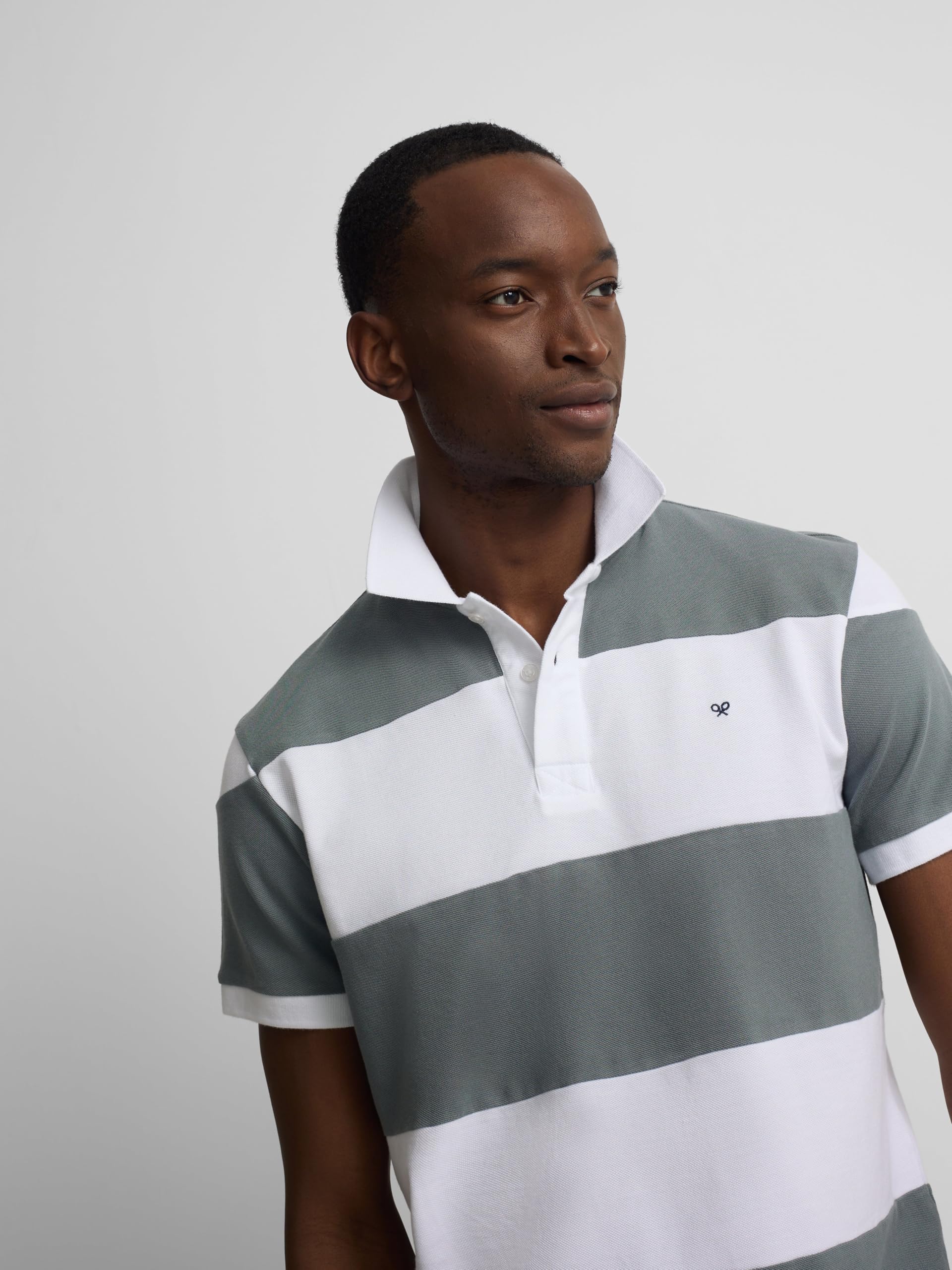 SILBON Polo Manga Corta Rayas Anchas Manga Corta para Hombre