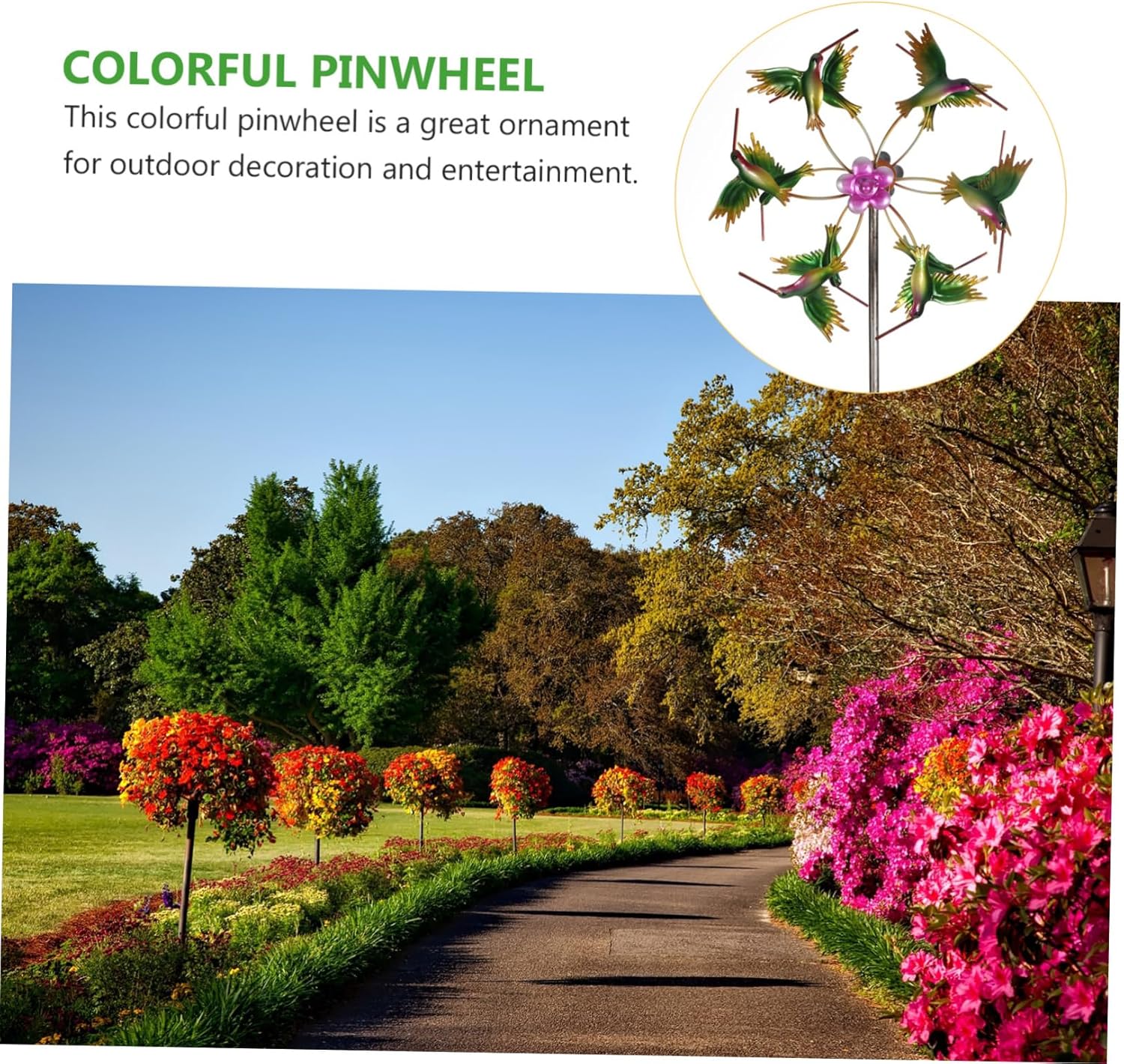 YARNOW Creative Hummingbird Wind Spinner for Garden and Patio Abstract Sunflower Metal Windmill Decor 360-Degree Rotating Outdoor Yard Decoration