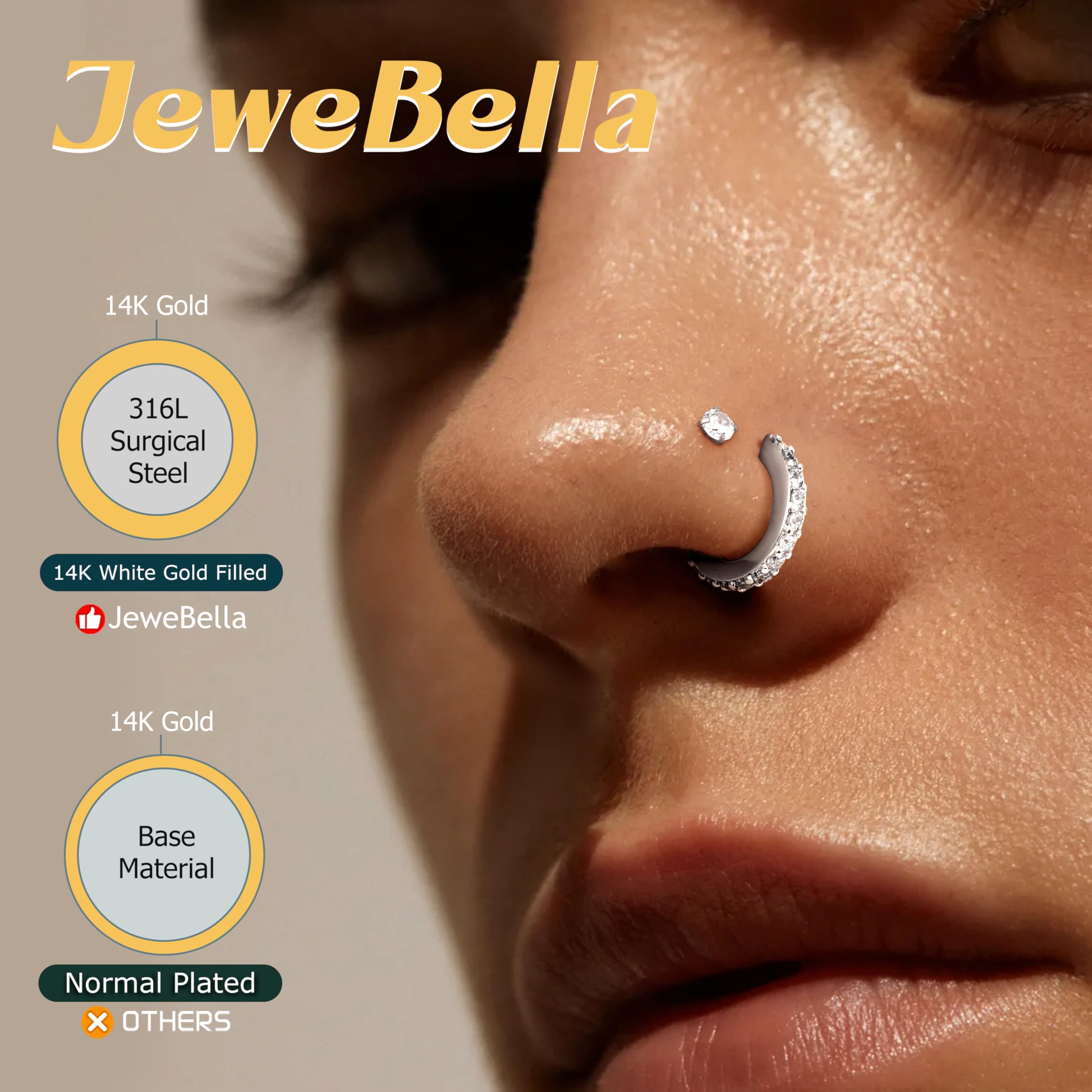 HHRFCS 16G Piercing Helix Biżuteria Gwintowany wkręt do nosa Labret Szpilki Kolczyk w nosie Kolczyki z płaskim tyłem Stal chirurgiczna Helix Hoop Muszla Daith Lip Piercing Tragus Srebrne Złoto