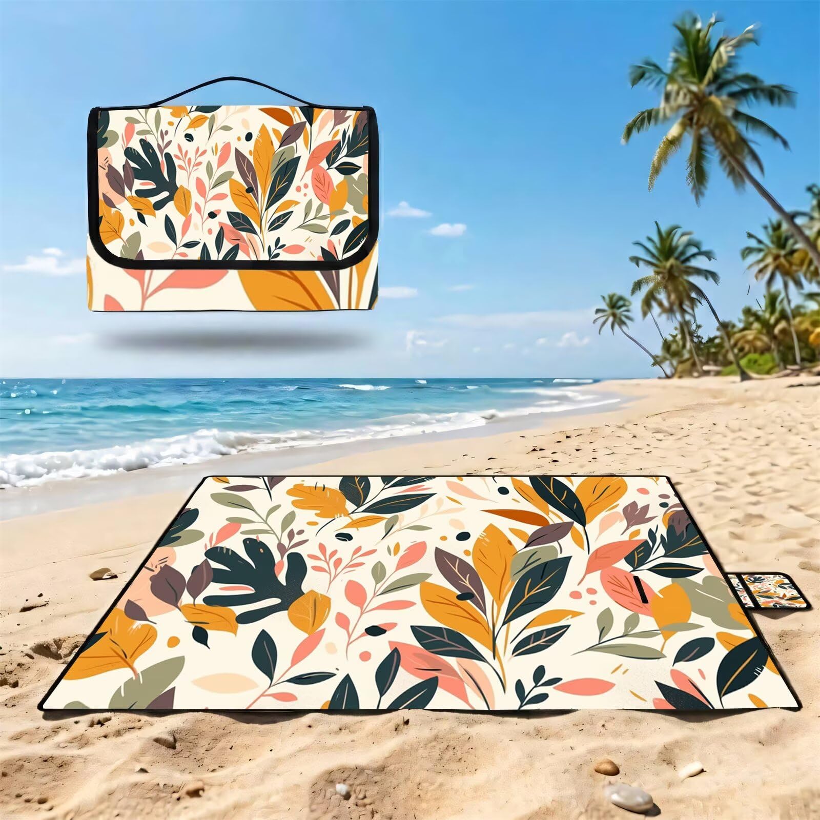 Coperta de Picnic 150x200 cm, Colore cremoso Manta Picnic Impermeable Anti-Sabbia Manta de Playa Pieghevole, Outdoor Picnic Blanket per Spiaggia, Camping, Giardino, Trekking - a base vegetale FZ-22