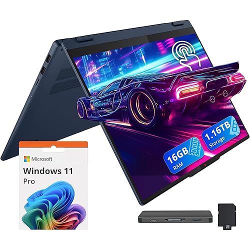 Lenovo Ideapad 5 16" WUXGA Touchscreen 2-in-1 Laptop, AMD Ryzen AI 5 340, 16GB RAM, 1.16TB Storage(1TB SSD+160GB Docking Station Set), Radeon 840M, Backlit Keyboard, Wi-Fi 6, Win 11 Pro, Blue