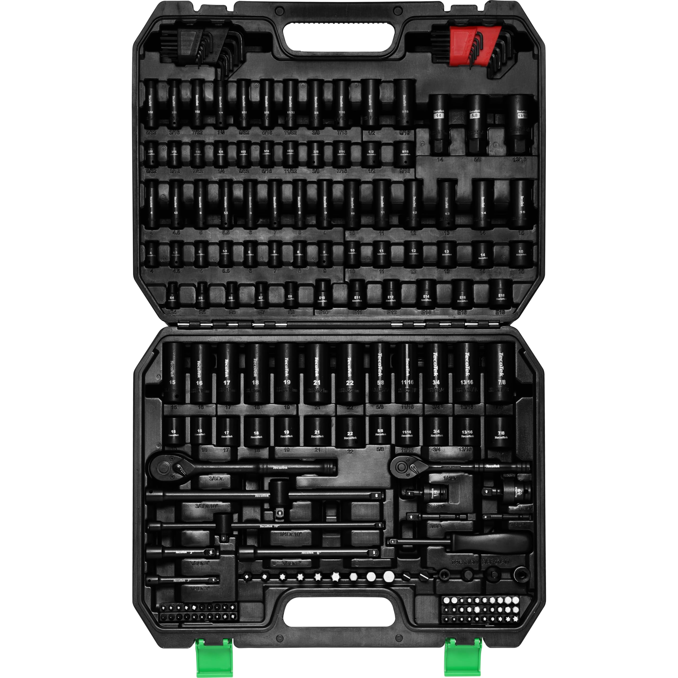 1/4" & 3/8" Dr. Impact Socket Set, 189 Piece Socket Wrench Set Mechanic Tools, Metric and SAE Full Set, CR-V, Deep & Shallow Socket with Ratchet Handle, Spark Plug Socket, Bits for Mechanic