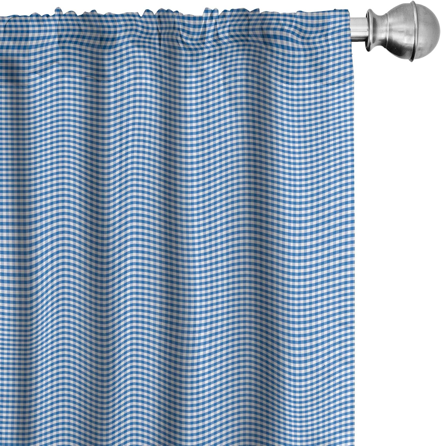 Ambesonne Checkered Curtains, Monochrome Gingham Checks Classical Country Culture Old Fashioned Grid Design, Window Treatments 2 Panel Set for Living Room Bedroom, Pair of - 28" x 95", Blue and White
