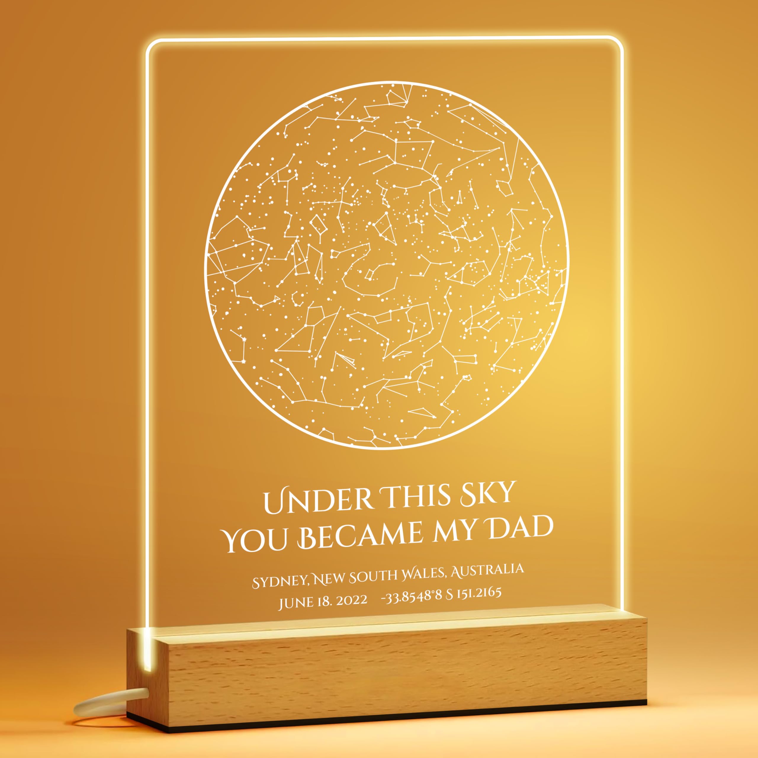 IOUMAM Personalized Dad Gifts, Star Map for Specific Date Frame, Custom LED Acrylic Night Light, Personalized Father's Day, Birthday, Christmas Gifts