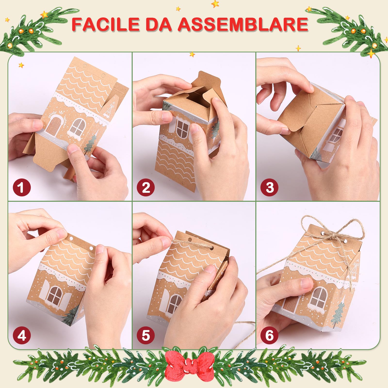 Scatole Cartone Regalo Natalizie in Renne Babbo Natale, 12pcs Scatoline