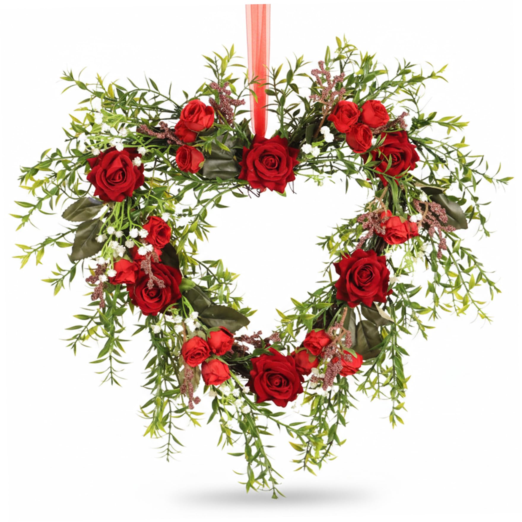 Couronne de porte Saint-Valentin en forme de cœur pour célébrer l'amour et le printemps