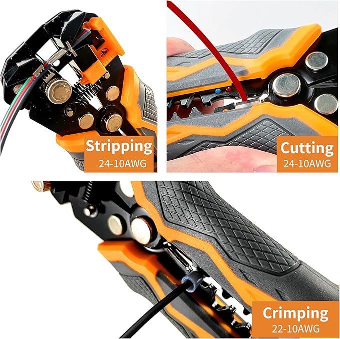 Pelacables Automático 8 Pulgadas 3 en 1 Corta Pela y Crimpa 10-24 AWG miniatura 3