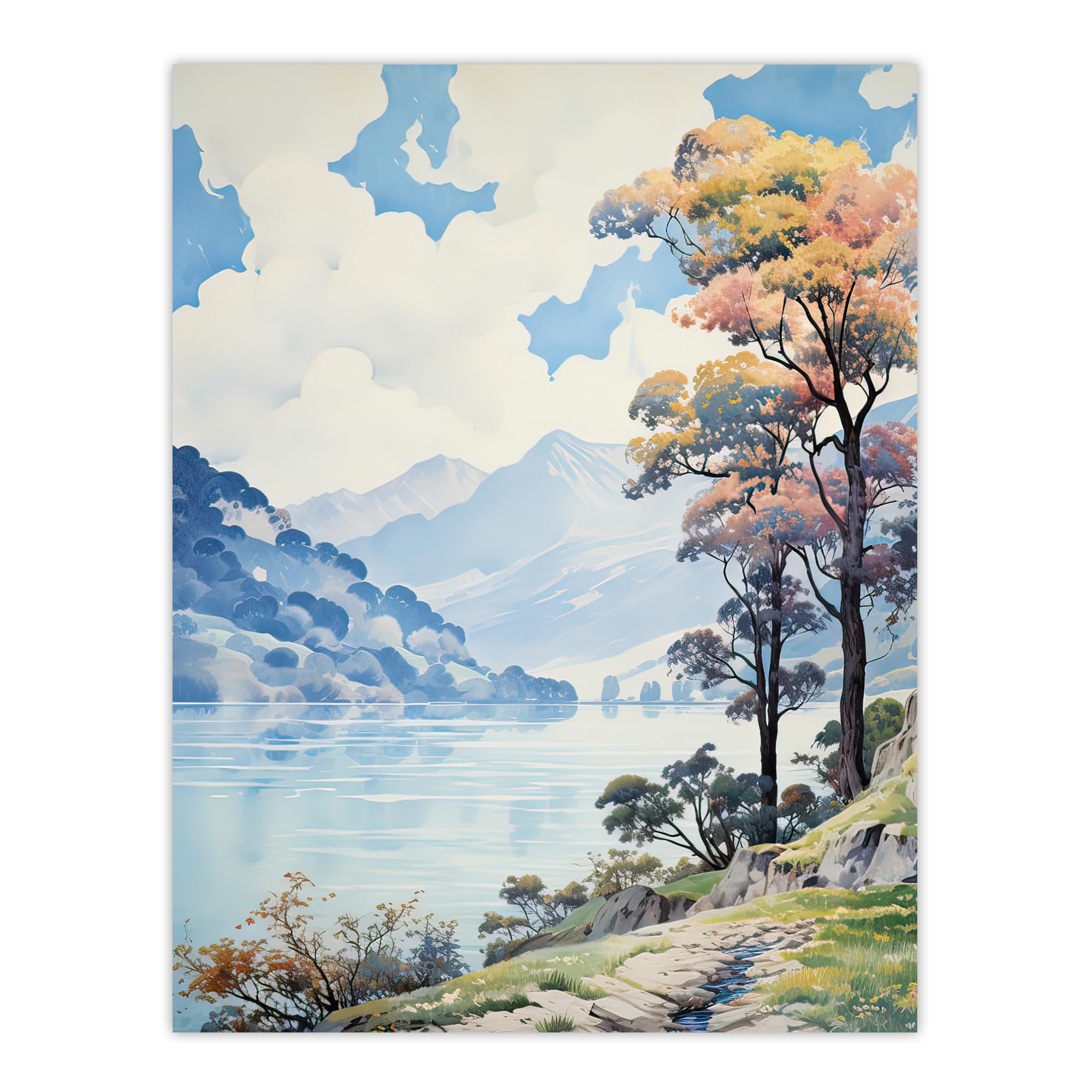 Artery8 Scenic Lake District Landscape with Autumn Trees Extra Large XL Wall Art Poster Print
