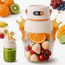 Portable Electric Juicer Cup with Zero Cord Hassle, Wireless Juicer Cup, 2-in-1 Dual Lid & Smart Digital Display, 18000RPM USB Rechargeable Personal Blender for Smoothies, Shakes & Juice (1200ml)