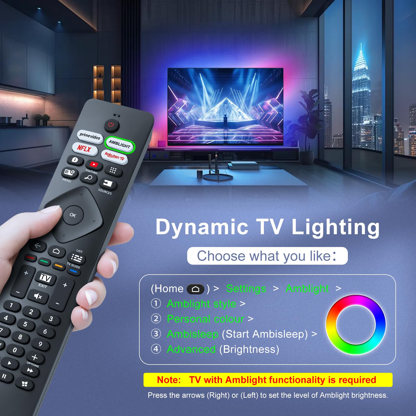 Universale-per-Philips-Ambilight-TV-Telecomando, Telecomando per Philips Smart TV 4K OLED LED Ultra HD FHD
