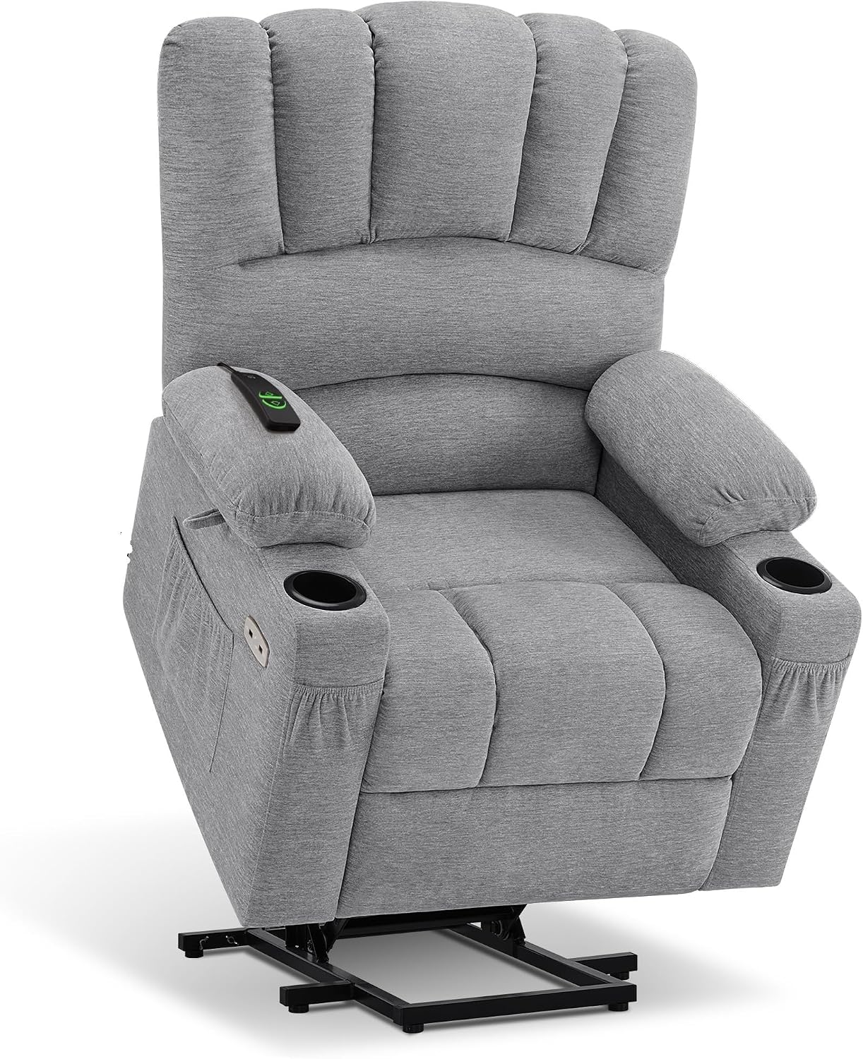 Medium Grey Lift Chair USB &Type C Ports with Heat and Massage Power Lift Recliner Chair for Elderly Cup Holders