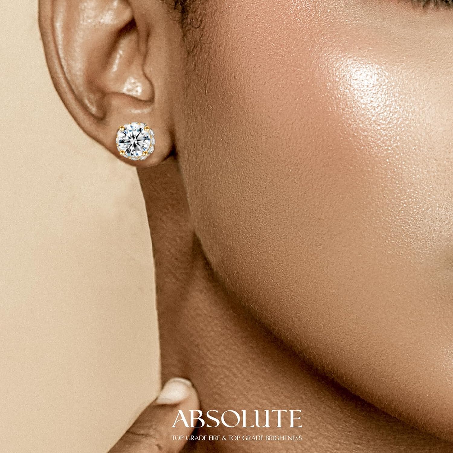 2 Carat Moissanite Stud Earrings for Women 2Ct with Certificate S925 Sterling Silver Earring Mother's Day Gift for Mom Mother Daughter - Image 4