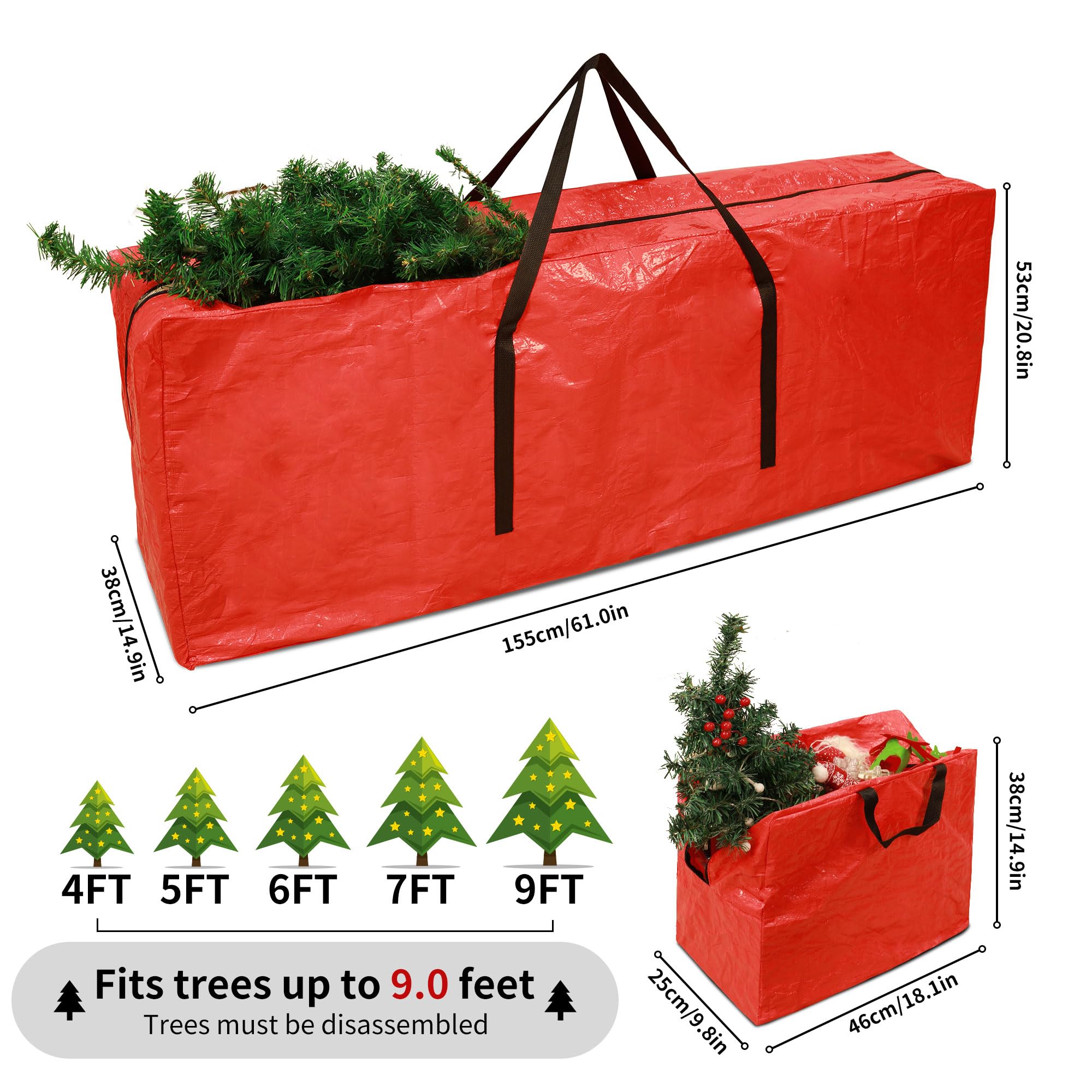 Lot de 3 sacs de rangement extra larges avec poignées pour sapin de Noël F1CTB036