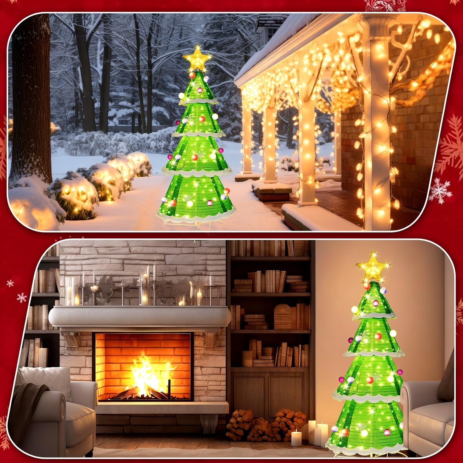 6.5ft Christmas Tree Pop up Indoor Outdoor, 230 LED Lights Holiday Decor with Stakes & Collapsible Holiday Christmas Decoration for Home, Yard, Lawn, Party